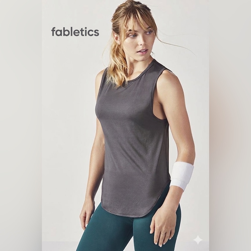 fabletics womens gray activewear top see through back size xxs